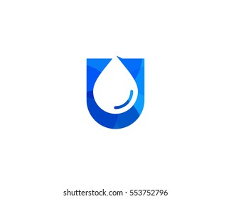 Letter U Water Drop Logo Design Element