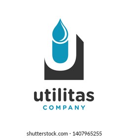 letter U water logo design