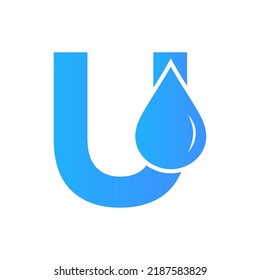 Buchstabe U Wasserzeichen-Element Vektor-Vorlage. Logo-Symbol für Wassertropfen