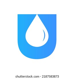 Buchstabe U Wasserzeichen-Element Vektor-Vorlage. Logo-Symbol für Wassertropfen