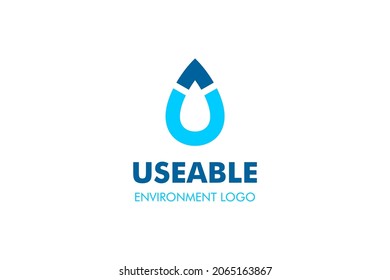 Letter U Water Logo : Suitable for Aquatic Theme, Environment Theme, Initial Theme, Infographics and Other Graphic Related Assets.