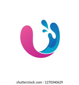 Letter U With Water Splash Logo Vector