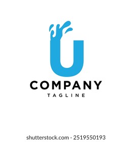 Letter U Water Wave logo icon vector