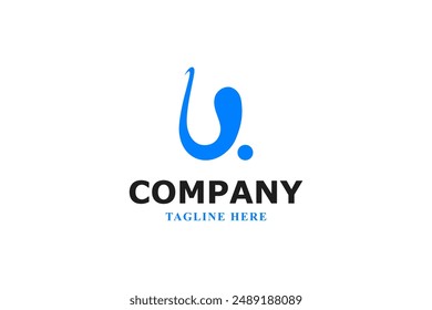 logotipo de letra u water wave minimal
