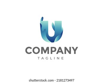 Letter U Wavy Water Ocean Logo Vector Design Illustration 