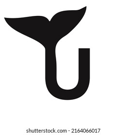 Letter U Whale Logo Design Template Vector Sign