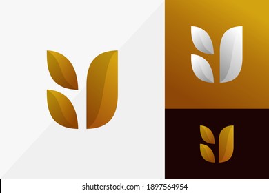 Letter U Wheat Logo Design, Modern Logo Designs Vector Illustration Template