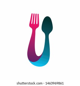 letter U which formed spoon and fork