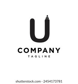 Letter U whiteboard marker logo icon vector template.eps