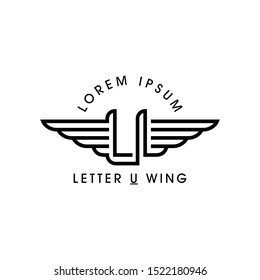 Letter U Wing Emblem Logo