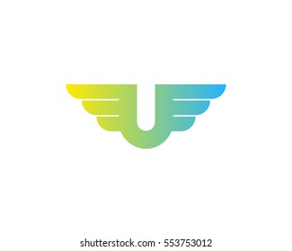 Letter U Wing Logo Design Element