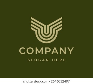 Letter U Wings line art Logo vector image