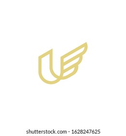 Letter U wings logo design vector