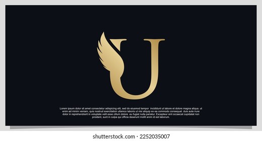 Logo-Design von Letter U-Flügeln, einfaches Konzept Premium Vektor