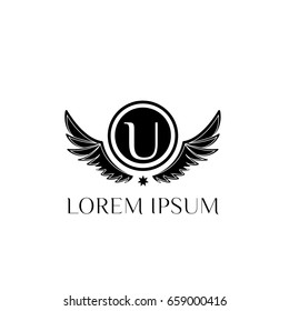 Letter U Wings Logo Design template