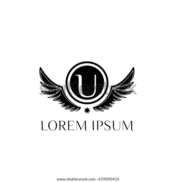 Letter U Wings Logo Design\
template