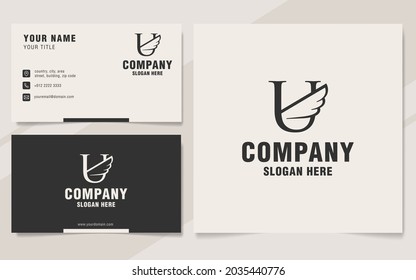 Letra U con patrón de logotipo de alas en estilo monograma