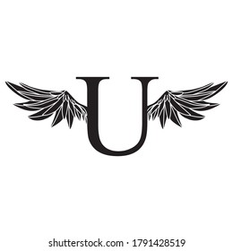 Letter U with Wings logo vector design