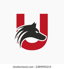 Letter U Wolf Logo. Wolf Symbol Vector Template