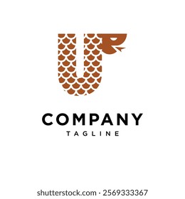 Letter U Wood Snake Logo Icon vector