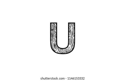 Letter U wood texture 
