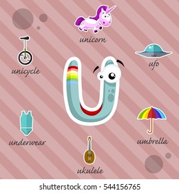 Letter U with words