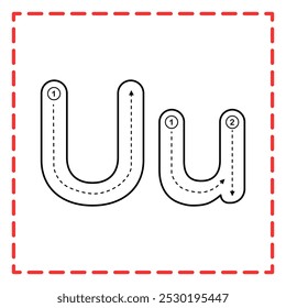 letter U for writing practice. Alphabet tracing is good for practicing children writing letters.