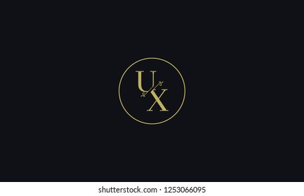 LETTER U AND X FLOWER LOGO WITH CIRCLE FRAME FOR LOGO DESIGN OR ILLUSTRATION USE