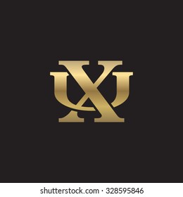 letter U and X monogram golden logo
