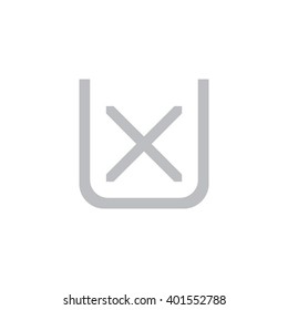 letter U and X monogram square shape logo gray
