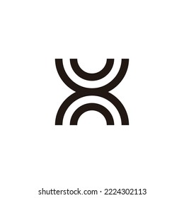 Letter U, x and n curve geometric symbol simple logo vector