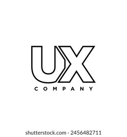 Letra U y X, UX Plantilla de diseño de logotipo. Logotipo mínimo basado en el monograma inicial.