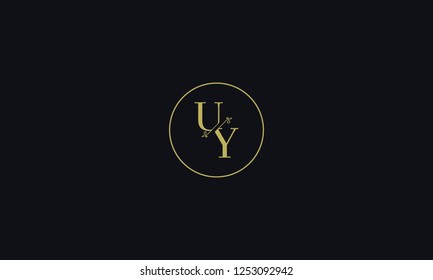 LETTER U AND Y FLOWER LOGO WITH CIRCLE FRAME FOR LOGO DESIGN OR ILLUSTRATION USE