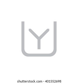 letter U and Y monogram square shape logo gray