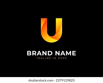 Letra U logotipo gradiente amarillo y naranja
