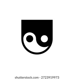 Letter U Yin Yang Logo Design with white background.