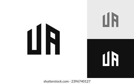 Initialbuchstabe UA mit Logo-Design in Form eines Hauses