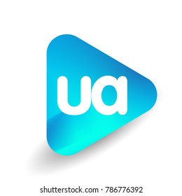 Letter UA logo in triangle shape and colorful background, letter combination logo design for business and company identity.
