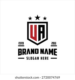 letra UA monograma escudo estrela logotipo design vetor modelo
