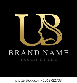 Letra UB Beauty Face Diseño de logotipo inicial