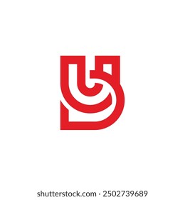 letter ub linked overlap simple red logo vector 