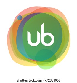 Letter UB logo with colorful splash background, letter combination logo design for creative industry, web, business and company.
