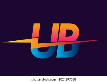 Letter UB logo with Lightning icon, letter combination Power Energy Logo design for Creative Power ideas, web, business and company.