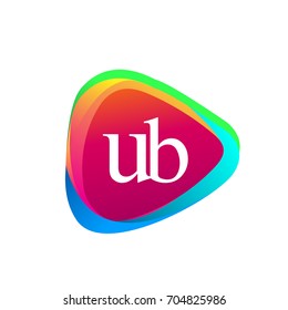 Letter UB logo in triangle shape and colorful background, letter combination logo design for company identity.