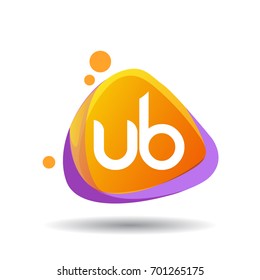 Letter UB logo in triangle splash and colorful background, letter combination logo design for creative industry, web, business and company.