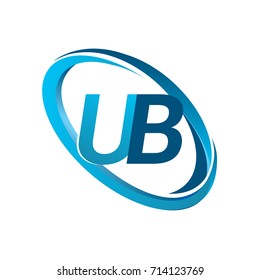letter UB logotype design for company name colored blue swoosh. vector logo for business and company identity.