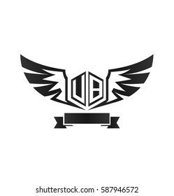 Letter UB VB Logo with Wings and Heraldic Icon