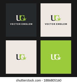 letter u,c cannabis logo vector design template