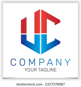Buchstabe UC erstes Hexagon Logo Symbol Premium elegante Vorlage Vektoreps10