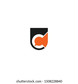 Letter UC logo with chat shape icon design company. UC logo illustration vector template.